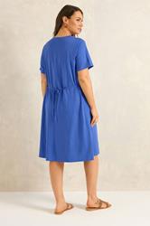 EVANS Plus Size Blue Henley Cotton Dress | Evans 2