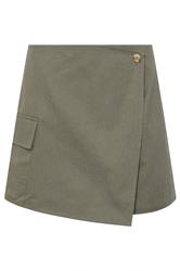 PixieGirl Petite Women's Khaki Green Cotton Cargo Pocket Skort | PixieGirl 8
