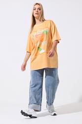 LIMITED COLLECTION Plus Size Orange Longline 'Sun Drenched' Acid Wash T-Shirt | Yours Clothing 1