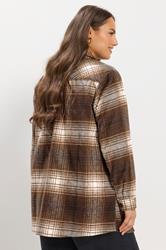 YOURS Plus Size Chocolate Brown Check Shacket | Yours Clothing 4