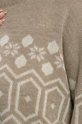 YOURS Plus Size Natural Brown Fairisle Jumper | Yours Clothing 5