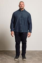 BadRhino Big & Tall Navy Blue Long Sleeve Slub Shirt | BadRhino 4