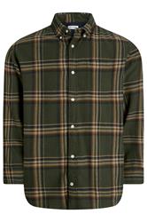 JACK & JONES Big & Tall Rosin Green Classic Flannel Checked Shirt