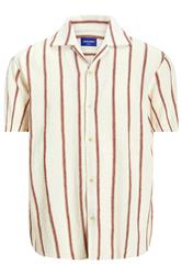 JACK & JONES Big & Tall Brown Stripe Print Resort Shirt