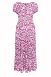 YOURS Curve Purple Floral Tie Neck Bardot Maxi Dress