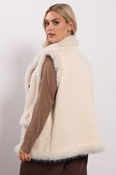 YOURS Plus Size Ivory White Shaggy Faux Fur Gilet | Yours Clothing 4