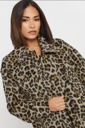 PixieGirl Petite Women's Beige Brown Leopard Print Longline Shacket | PixieGirl 1