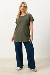 YOURS Plus Size Khaki Green Core T-Shirt | Yours Clothing 1