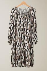 EVANS Curve Brown Animal Print Tiered Mini Dress