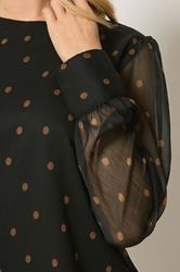 M&Co Black Polka Dot Chiffon Blouse | M&Co 4