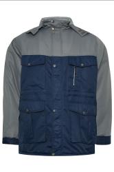 BadRhino Big & Tall Grey & Navy Fleece Lined Hooded Coat