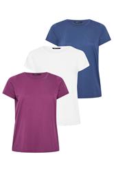 YOURSET 3 PACK Curve Purple & Blue Core T-Shirts