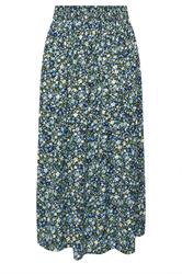YOURS Curve Blue Ditsy Floral Midaxi Skirt