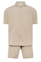 JACK & JONES Big & Tall Stone Brown Revere Shirt & Short Set