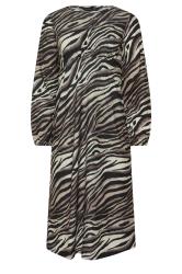 PixieGirl Petite Brown Zebra Print Long Sleeve Midi Dress
