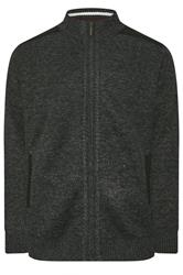 D555 Big & Tall Charcoal Grey Marl Zip Through Knitted Jumper | BadRhino 4