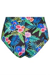 YOURS Plus Size Black Tropical Floral Print High Waisted Bikini Briefs | Yours Clothing 7