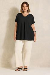EVANS Plus Size Black Pleat Front Swing Top | Evans 1