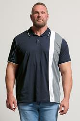 BadRhino Big & Tall Navy Blue Cut & Sew Tipped Polo Shirt | BadRhino 3