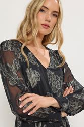 LTS Tall Black & Gold Floral Jacquard Maxi Dress | Long Tall Sally  4