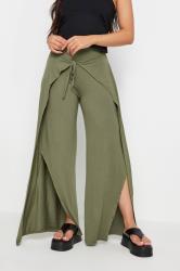 PixieGirl Petite Women's Khaki Green Wide Leg Wrap Trousers | PixieGirl 2