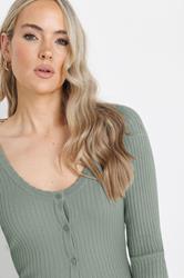 LTS Tall Sage Green Ribbed Scallop Hemline Cardigan | Long Tall Sally 4