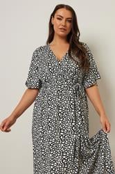 YOURS Plus Size Black Abstract Print Wrap Maxi Dress | Yours Clothing 1