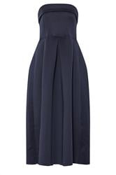 LTS Tall Navy Blue Bandeau Pleated Detail Midi Dress