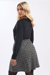YOURS Plus Size Black Boucle Button Mini Skirt | Yours Clothing 4