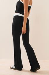 PixieGirl Petite Women's Black Contrast Waist Flared Trousers | PixieGirl 2