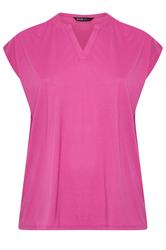 YOURS Curve Pink Notch Neck T-Shirt