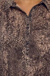 EVANS Plus Size Natural & Black Animal Print Half Placket Shirt  | Evans 4