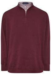 BadRhino Big & Tall Burgundy Red Mock Shirt Milano Quarter Zip Jumper
