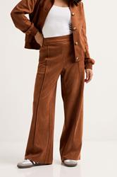 PixieGirl Petite Women's Tan Brown Suedette Wide Leg Trousers | Pixie Girl 2