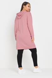 YOURS Plus Size Pink Diamante Embellished 'Love' Hoodie Dress | Yours Clothing 1