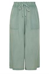 YOURS Curve Sage Green Chambray Culottes