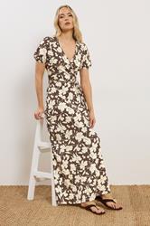 LTS Tall Women's Brown Floral Wrap Maxi Dress | Long Tall Sally 1