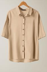EVANS Curve Natural Brown Linen Shirt