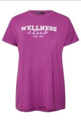 YOURS ACTIVE Plus Size Purple 'Wellness Club' Slogan Top | Yours Clothing 7