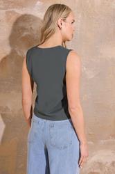 LTS Tall Grey Sleeveless Waistcoat Top | Long Tall Sally 2