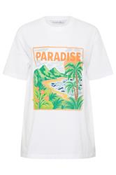 PixieGirl Petite Women's White 'Paradise' Slogan Cotton T-Shirt | PixieGirl 5