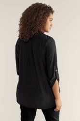 Evans Plus Size Black Tab Sleeve Blouse | Evans 5