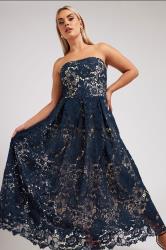 YOURS LONDON Plus Size Navy Blue Sleeveless Lace Skater Dress | Yours Clothing 3