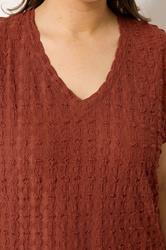 YOURS Plus Size Rust Orange Bubble Textured T-Shirt | Yours Clothing 4