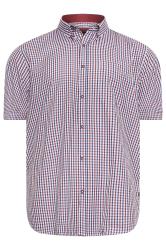 KAM Big & Tall Wine Red Short Sleeve Gingham Shirt
