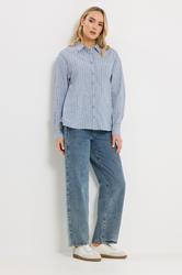 LTS Tall Blue Stripe Cotton Collared Shirt | Long Tall Sally  2