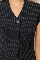 LTS Tall Women's Black Pinstripe Button Top | Long Tall Sally 4