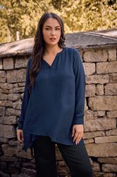 EVANS Plus Size Navy Blue Double Layer Blouse | Evans  3