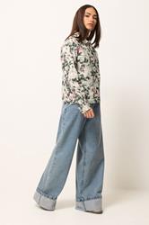 PixieGirl Petite Women's Cream Floral Denim Jacket | PixieGirl 1