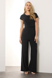 LTS Tall Black Twist Front Wide Leg Jumpsuit | Long Tall Sally 3